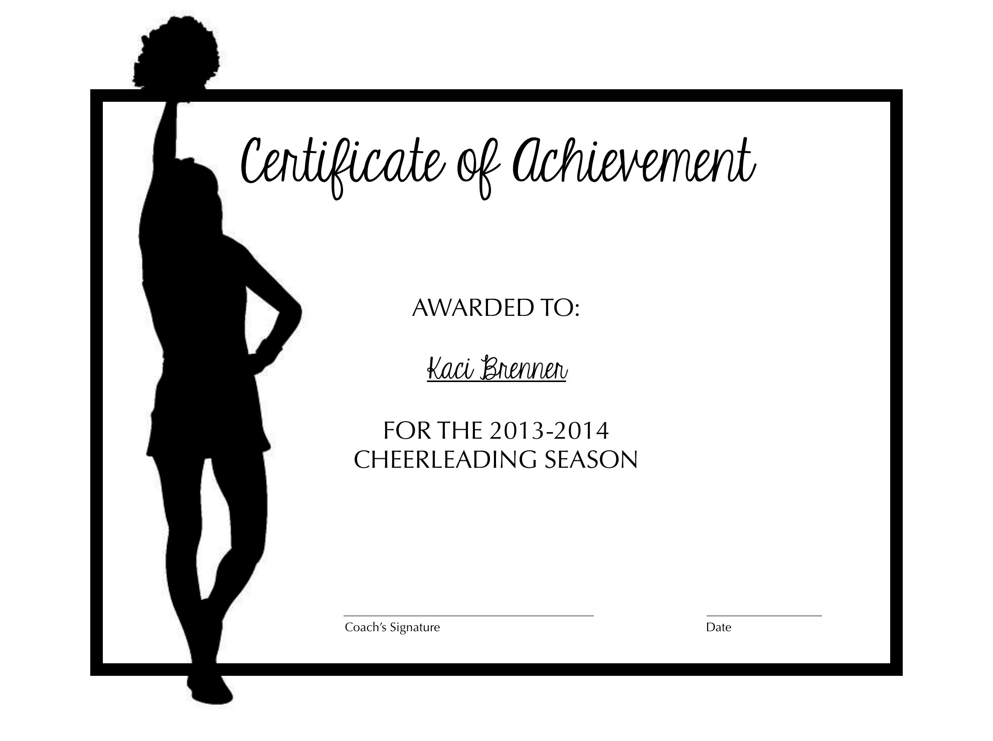 Cheerleading Certificate Of Achievement Cheer Pinterest