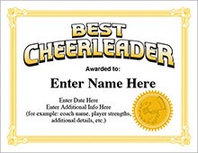 Cheerleading Certificates Free Awards Templates Cheer