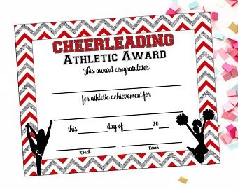 Cheerleading Etsy Certificate Wording