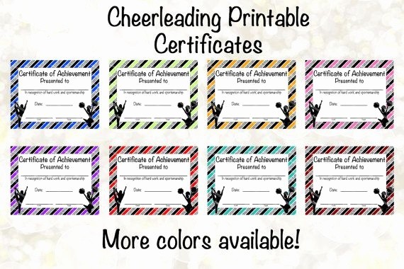 Cheerleading Templates Printable Inspirational Certificate Free
