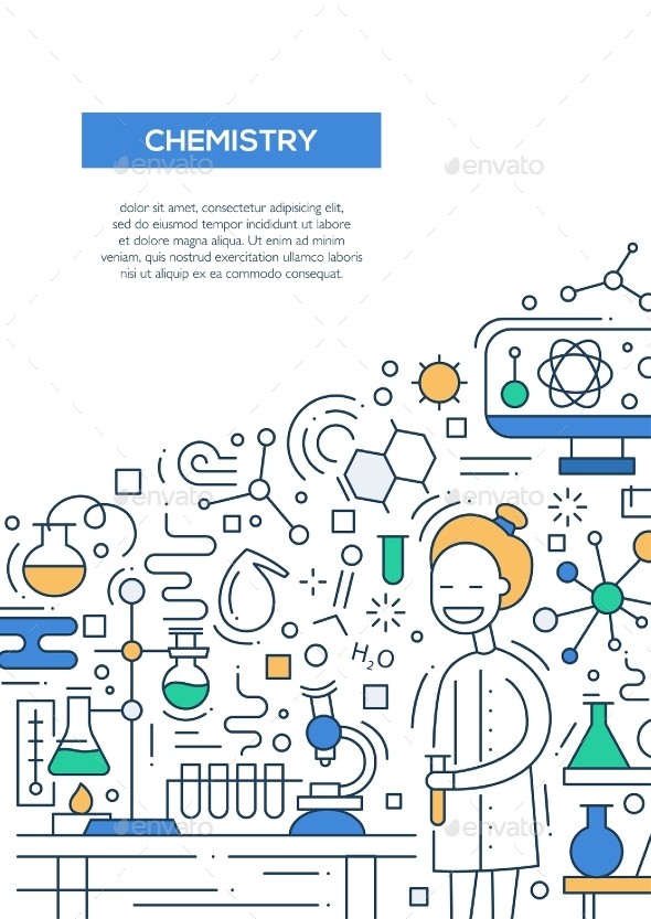 Chemistry Line Design Brochure Poster Template By BoykoPictures