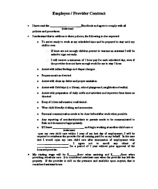 Child Care Employee Contract Printable Childcare Forms Pinterest In Home Caregiver Employer
