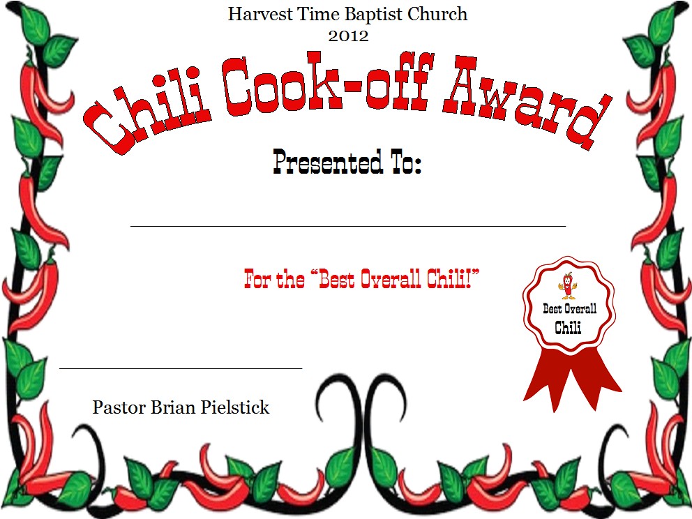 Chili Award Categories Google Search YW FUNDRAISER IDEAS Certificate Template