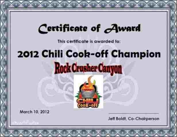 Chili Cook Off Award Certificate Template Designs And Ideas