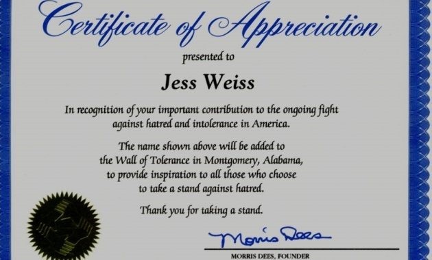 Christian Certificate Of Appreciation Wording Example 3080