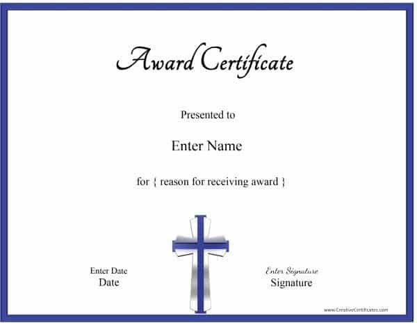Christian Certificate Template Customizable Baptism