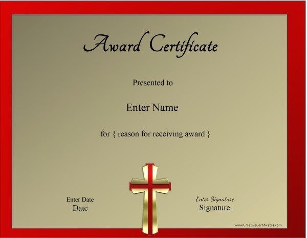 Christian Certificate Template Customizable Templates
