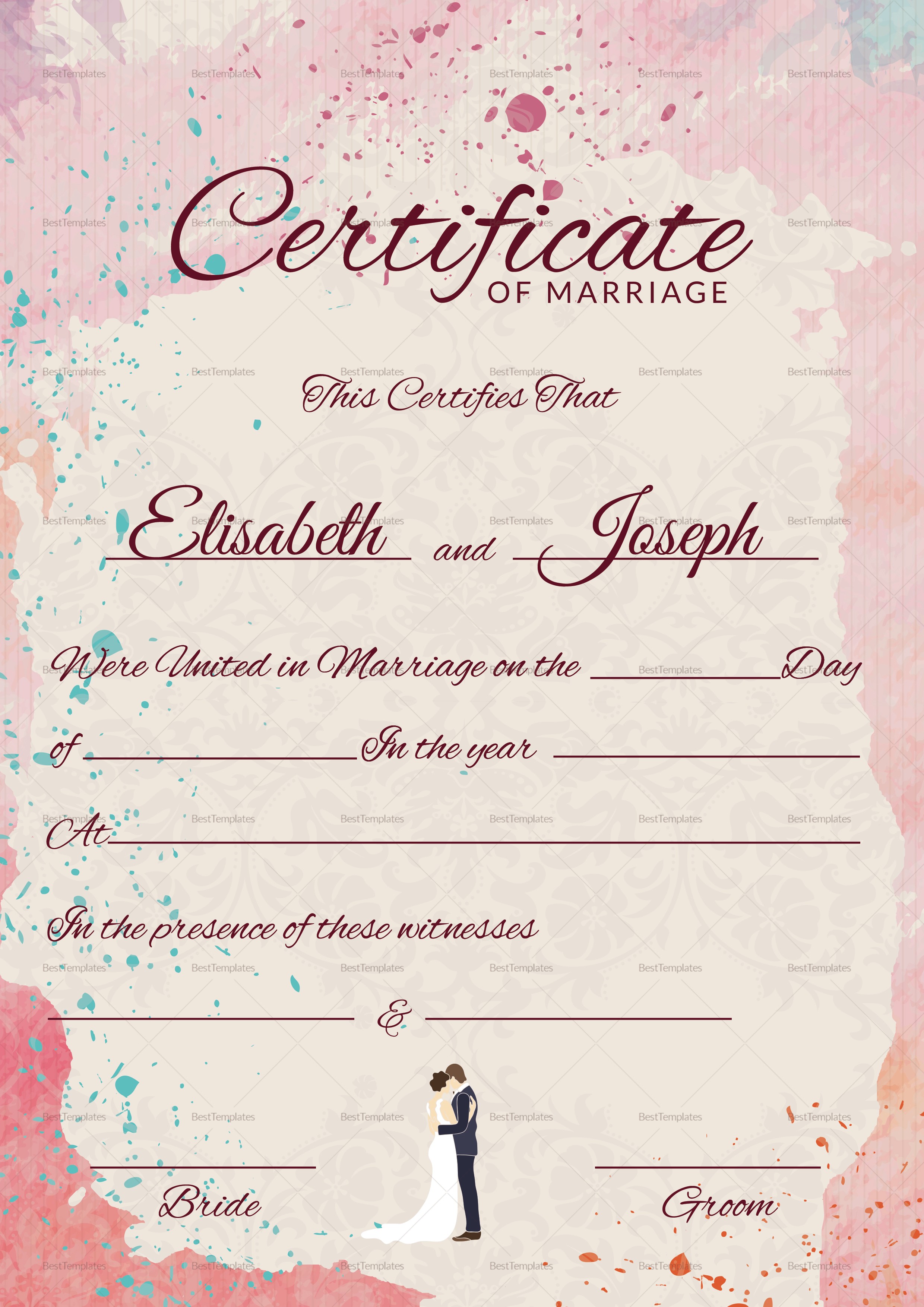 Christian Marriage Certificate Design Template In PSD Word
