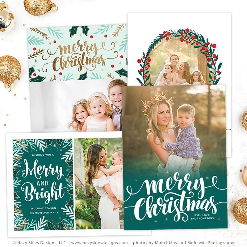 Christmas Card Template For Photographers Calligraphy Holiday Photoshop Templates