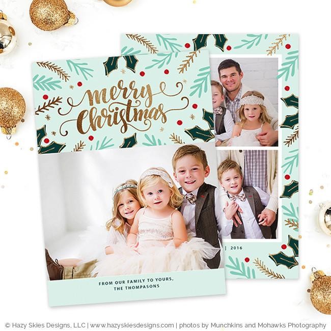 Christmas Card Template For Photographers Calligraphy Holiday