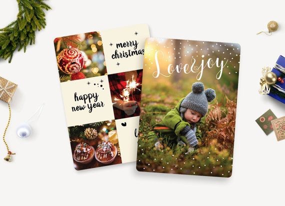 Christmas Card Template Holiday Greeting Photo Photoshop Adobe