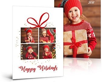 Christmas Card Templates Gold Foil Holiday 5x7 Flat Press Etsy