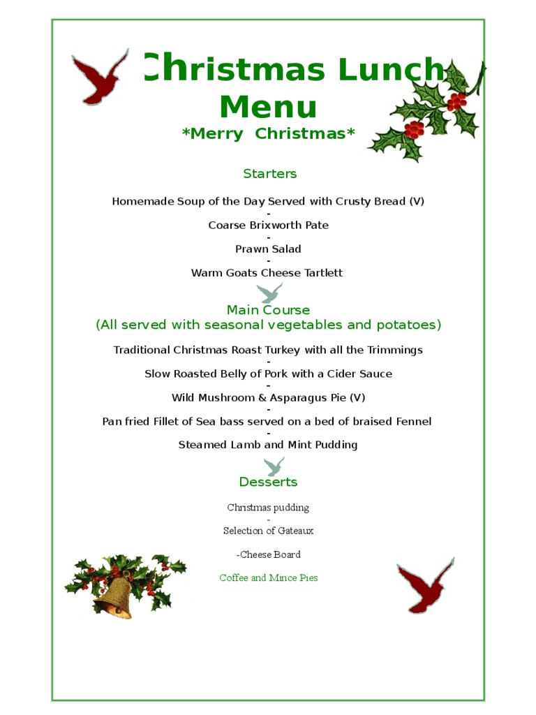 Christmas Menu Template 17 Free Templates In PDF Word Excel Download Blank