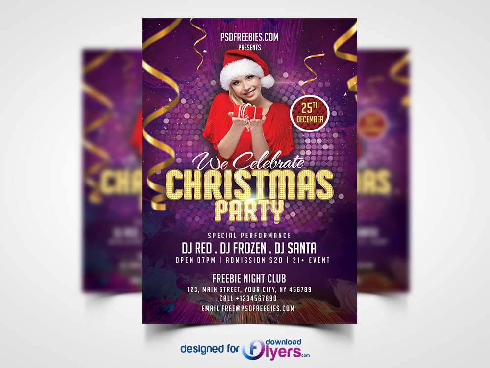 Christmas Night Party Flyer Template Free PSD Flyers Templates Psd