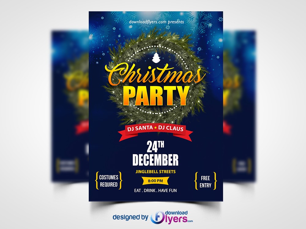 Christmas Party Flyer Template Free PSD Flyers Templates Psd