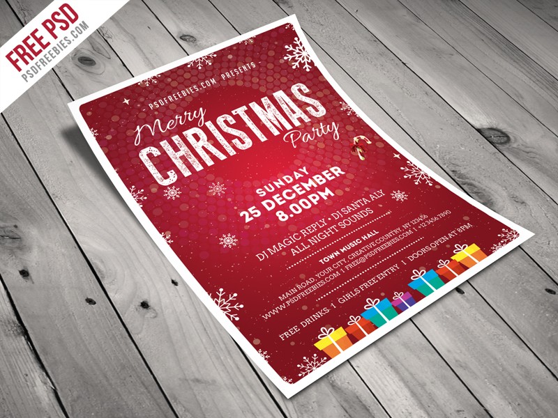 Christmas Party Flyer Template Free PSD PSDFreebies Com Flyers Templates Psd