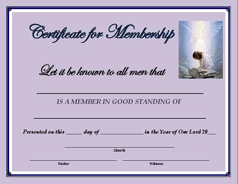 Church Certificates Certificate Of