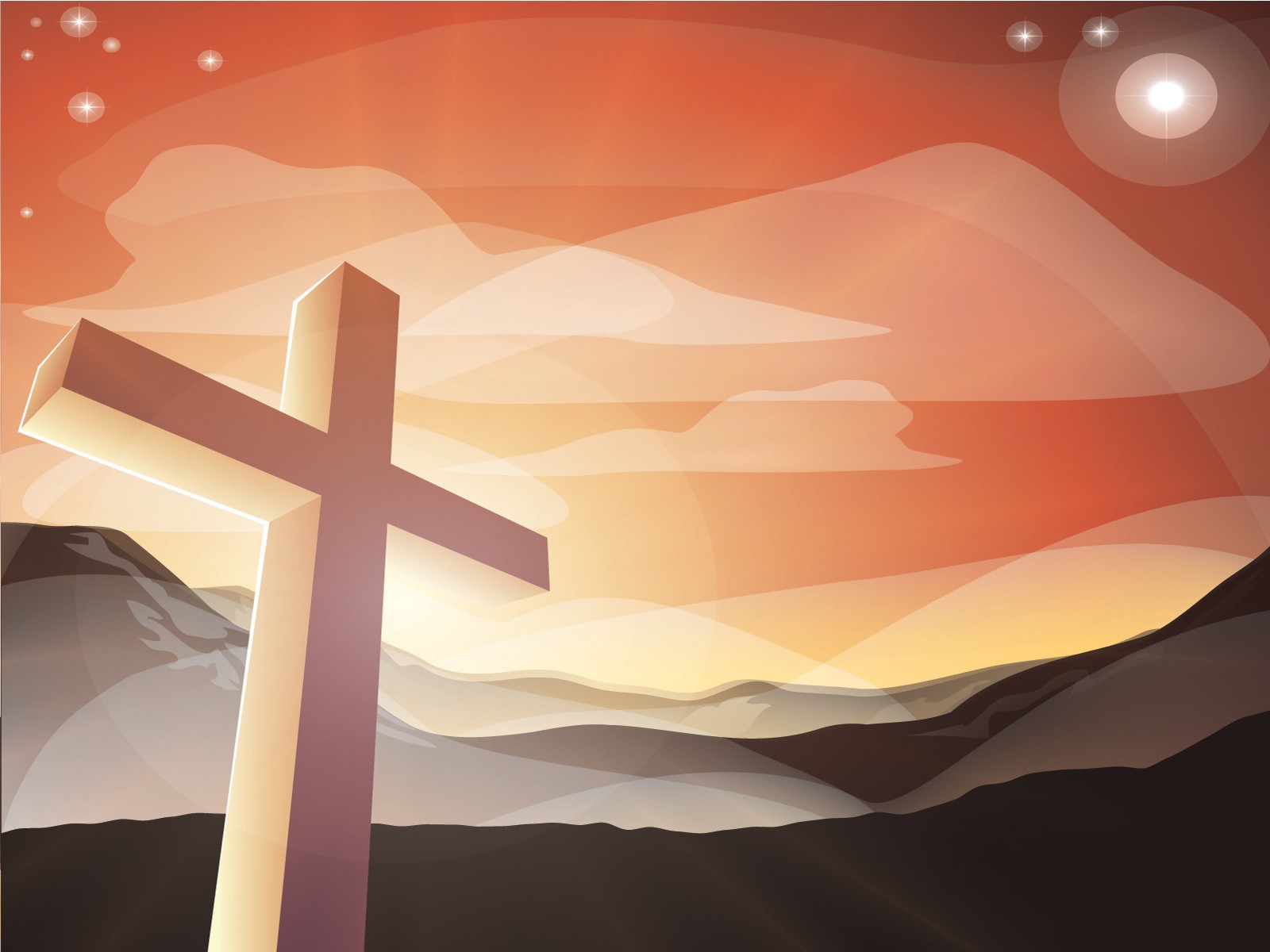Church Cross Powerpoint Templates Black Brown Orange Religious Free