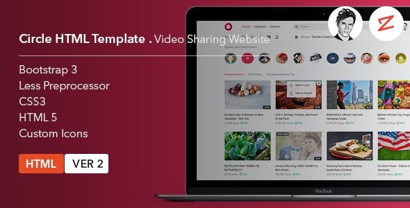 Circle Video Sharing Website HTML Template ThemeKeeper Com Free