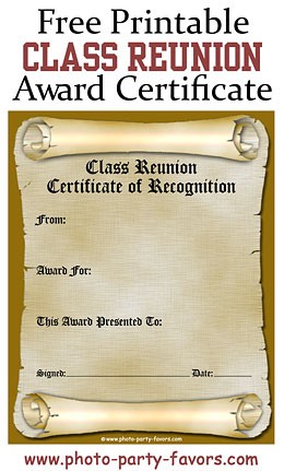 Class Reunion Awards Ideas Free Printable Award Certificate Family Printables