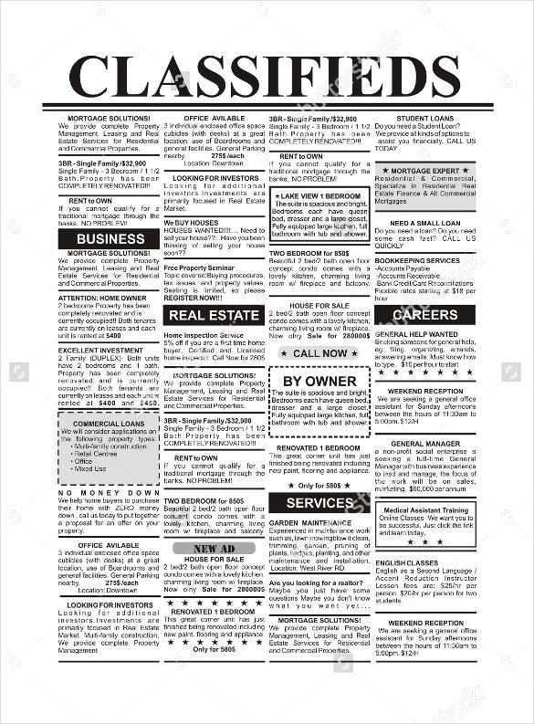 Classified Ad Format Ibov Jonathandedecker Com Ads Template