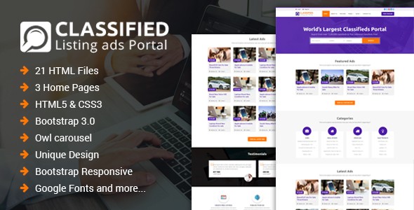 Classified Ads Templates From ThemeForest Template Bootstrap