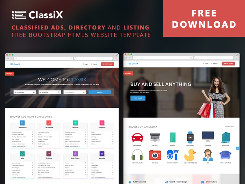 ClassiX Free Bootstrap HTML5 Classified Ads Template By GrayGrids