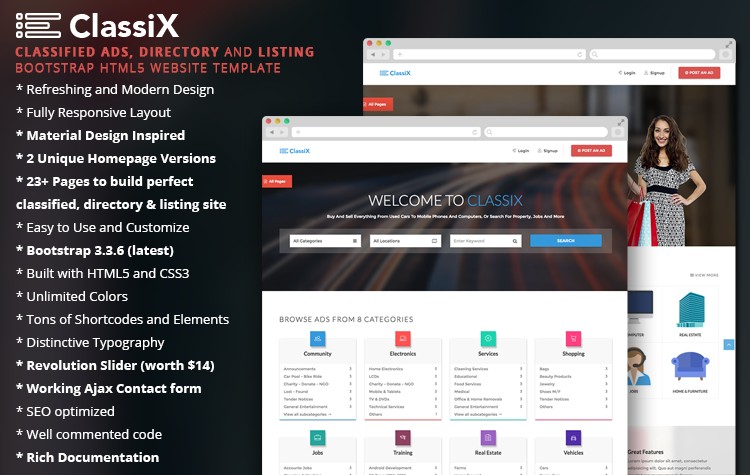 ClassiX Free Bootstrap HTML5 Classified Ads Template