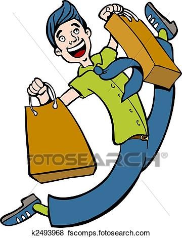 Clip Art Of Shopping Spree Man K2493968 Search Clipart