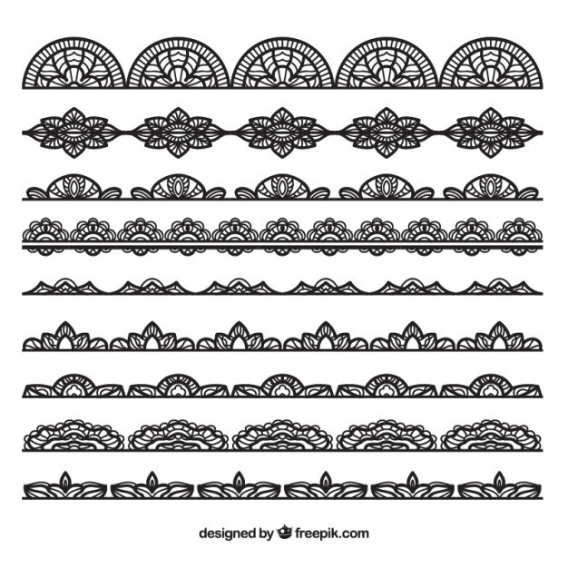 Collection Of Black Lace Border Vector Free