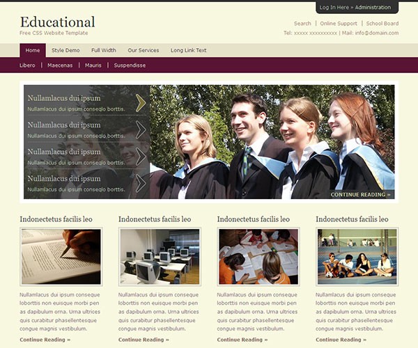 College Website Css Templates Free Download Html Education