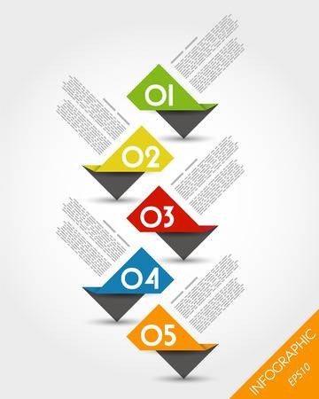 Colorful Paper Origami Timeline From Stickers Infographic Concept