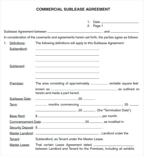 Commercial Sublease Agreement Form Erkal Jonathandedecker Com