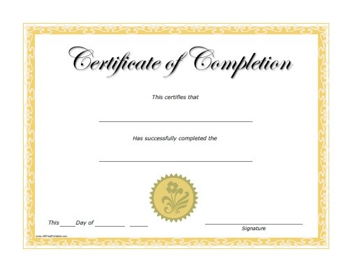Completion Certificate Free Printable AllFreePrintable Com Homeschool