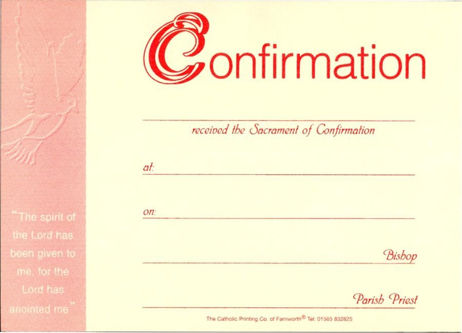 Confirmation Certificate Template Free