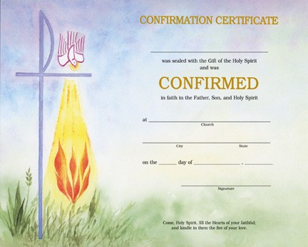 Confirmation Watercolor Certificate Catholic Template
