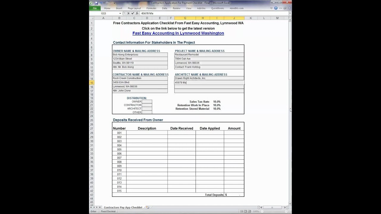 Contractors Application For Payment Checklist Fast Easy Accounting Certificate Construction