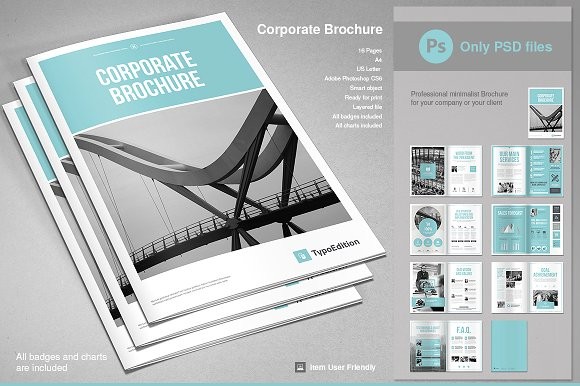Corporate Brochure PSD Templates Creative Market Design