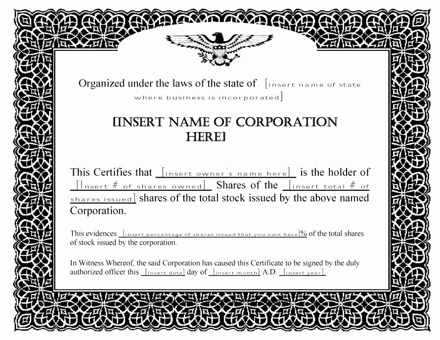 Corporate Stock Certificate Template Awesome Bond