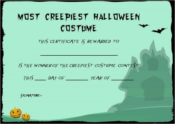 Costume Contest Certificate Template Com Halloween Certificates To