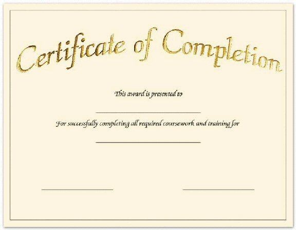 Create Free Certificate Completion Fill In The Blank Certificates