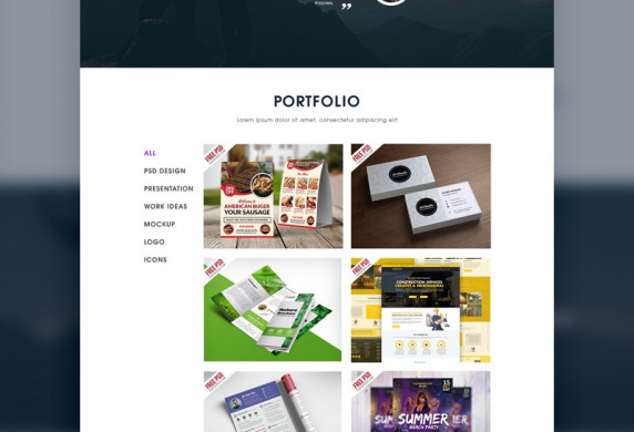 Creative One Page Portfolio Website Template Free PSD Web Flat Design Templates Download