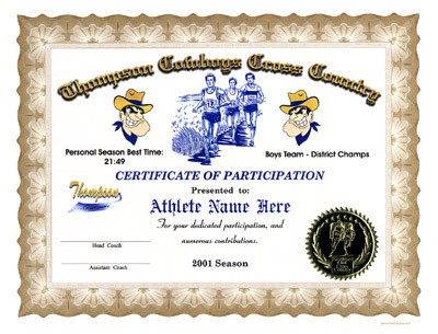 Cross Country Running Awards Gifts Certificate Templates Free