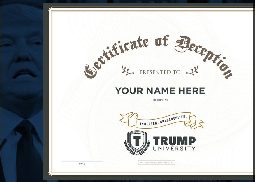 Cruz Campaign Widget Make Your Own Trump University Certificate
