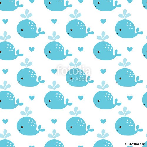 Cute Background With Cartoon Blue Whales Baby Shower Design Wallpaper