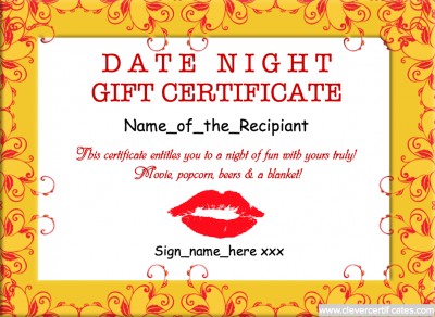 Date Night Gift Certificate Free To Customize Download Print And