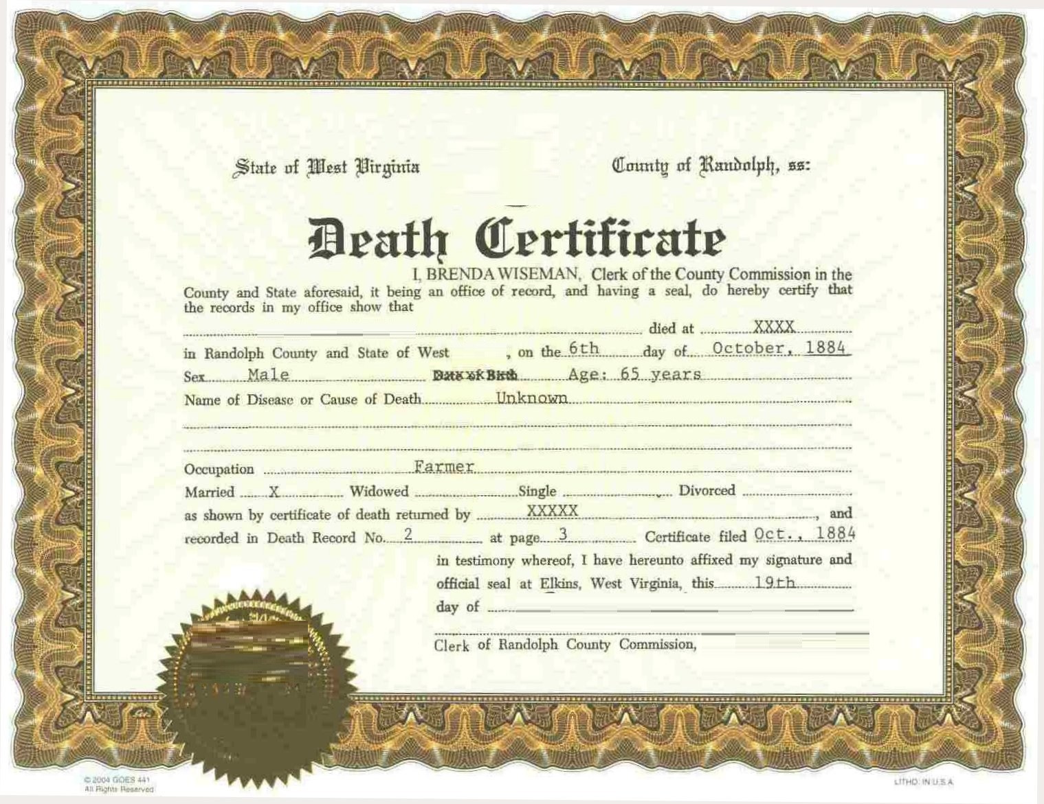 Death Certificate Format Ibov Jonathandedecker Com German
