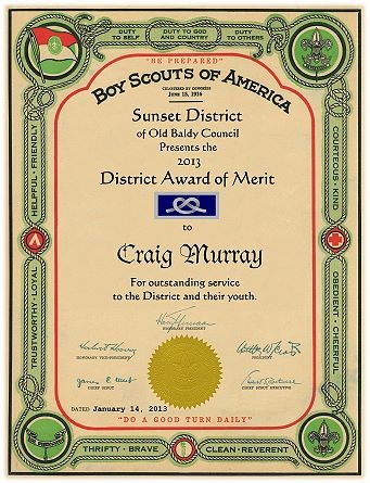 District Award Of Merit Certificate Template