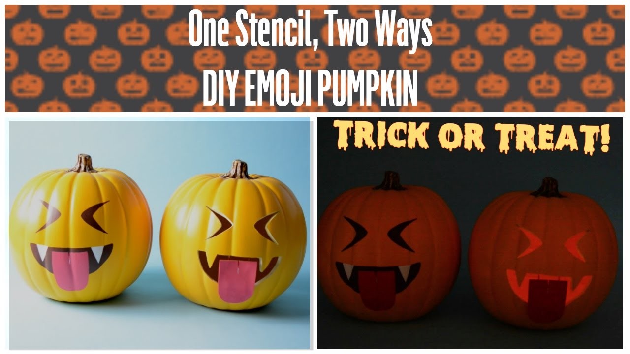 DIY Halloween Stenciled Vampire Emoji Pumpkin YouTube Stencils