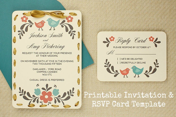 DIY Tutorial FREE Printable Invitation And RSVP Card Template Free Wedding Rsvp